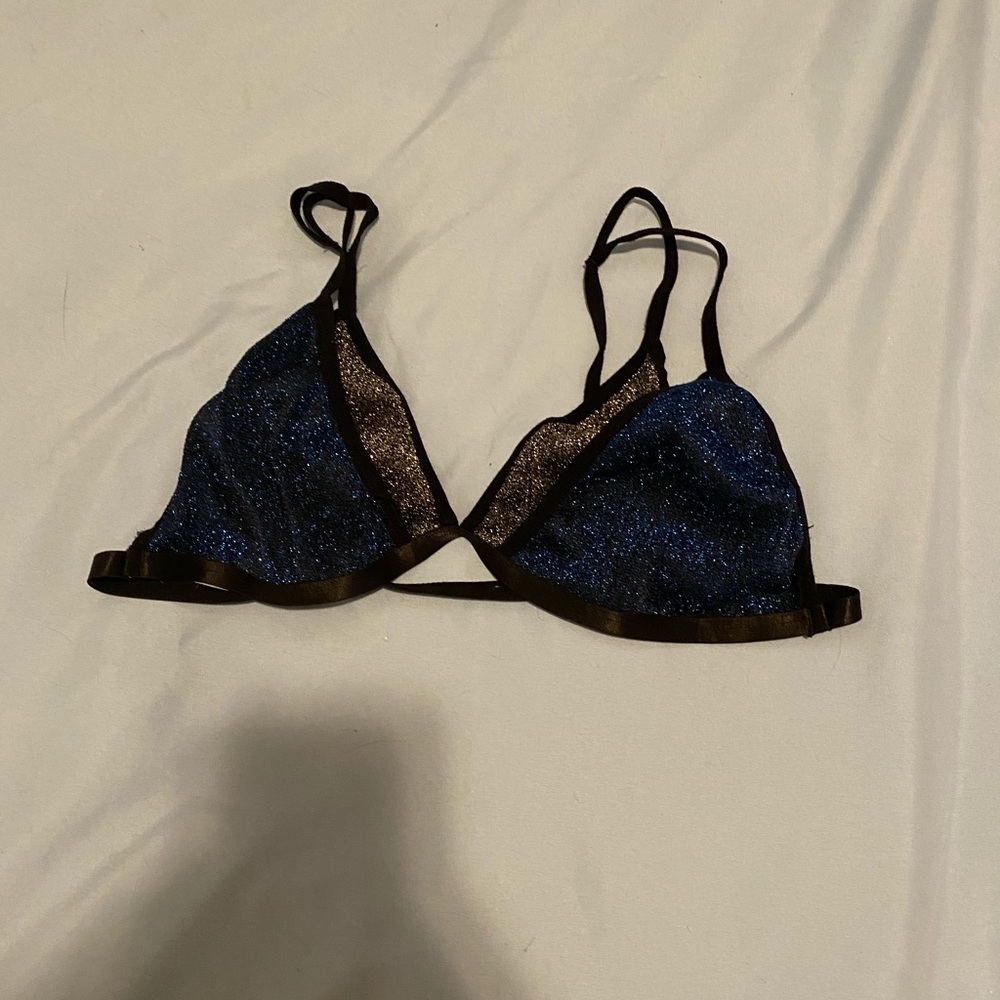 Sparkly Silver and blue bralette/rave top